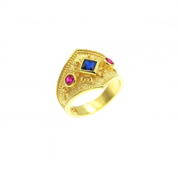 Βυζαντινό ασημένιο δαχτυλίδι επίχρυσο
